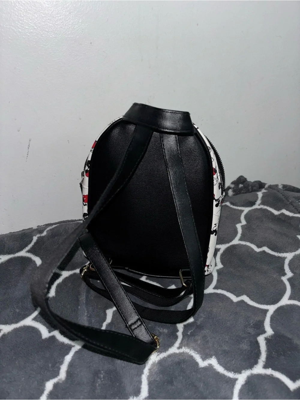 Disney Mini Backpack in White with Red and Black Mickey Print
